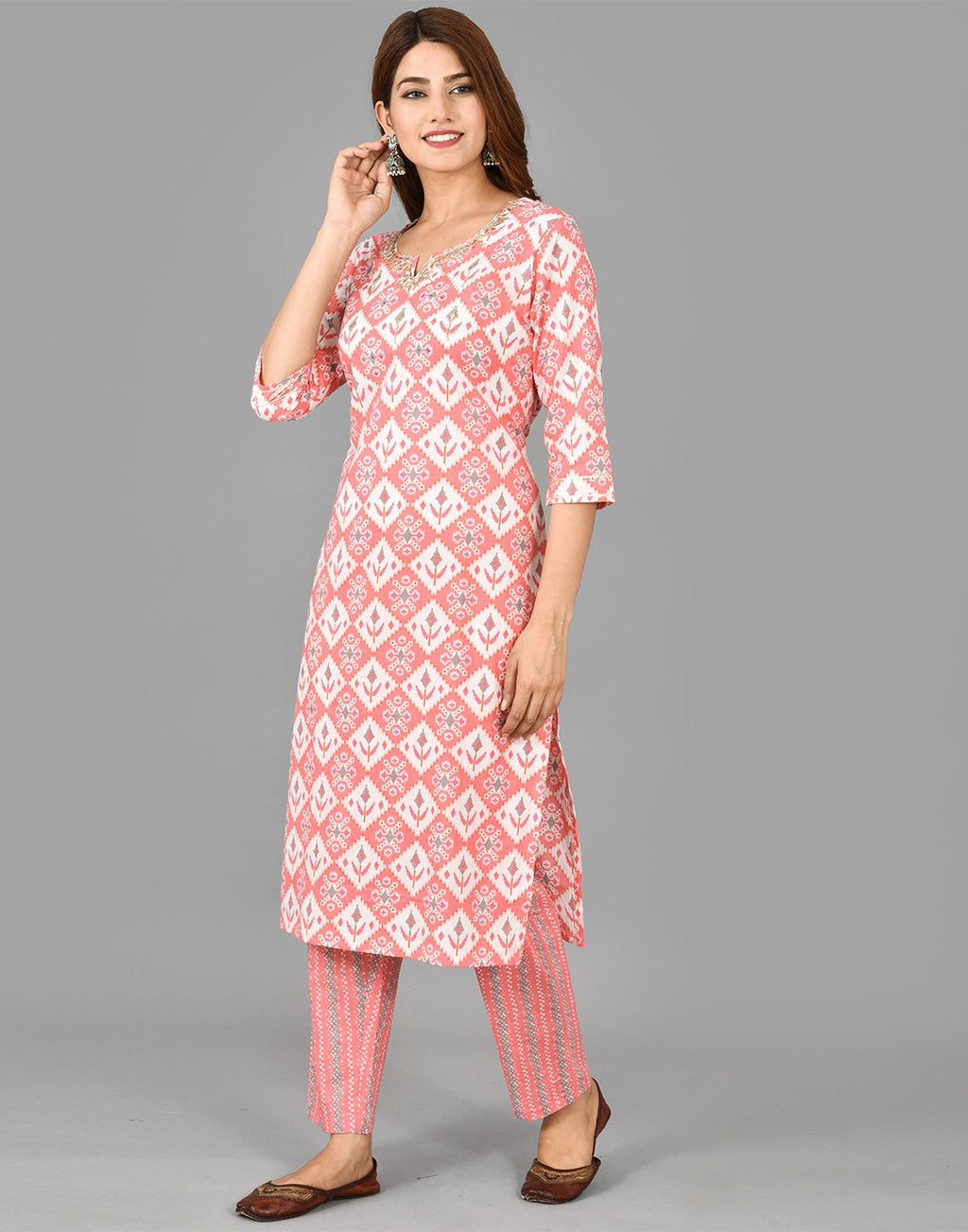 Cotton Printed Kurti Set with Gota Detail