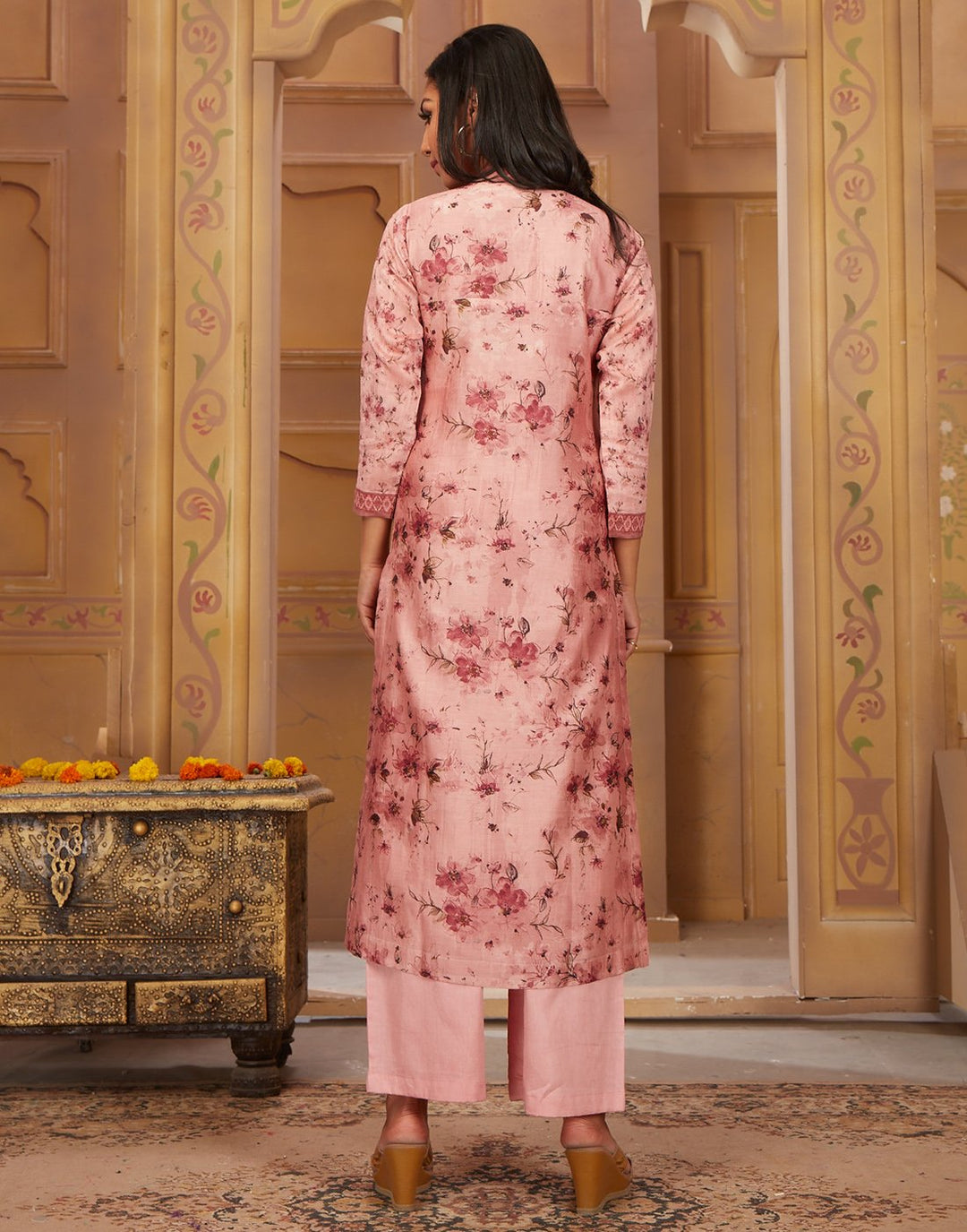 MBZ Meena Bazaar-Cotton Chanderi Floral Printed Kurta with Plazzo