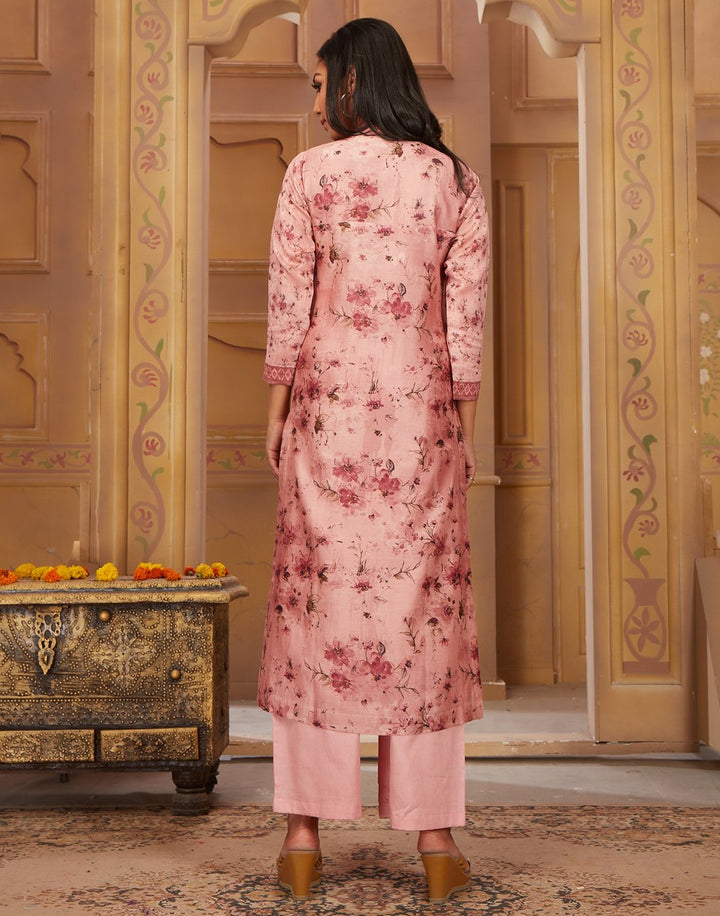 MBZ Meena Bazaar-Cotton Chanderi Floral Printed Kurta with Plazzo