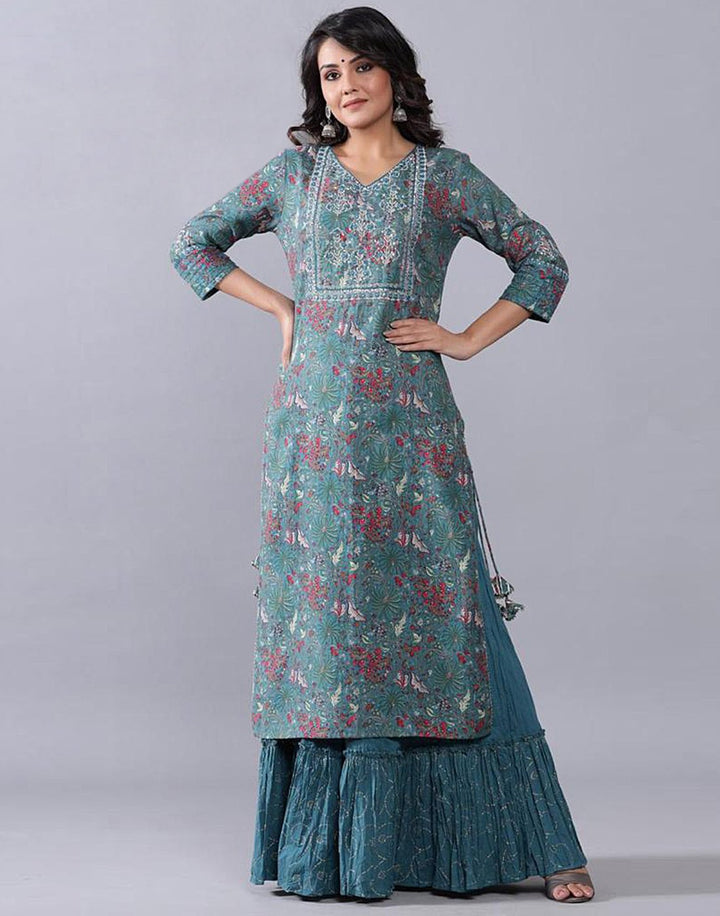 Printed Cotton Kurti with Skirt