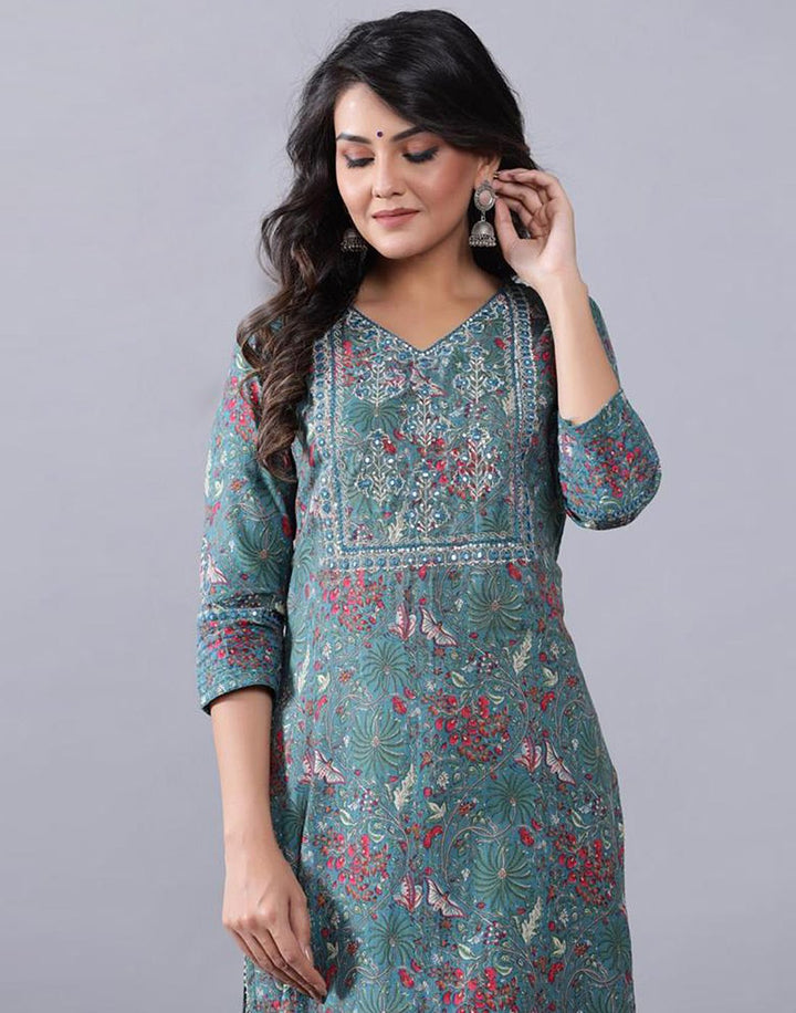 Printed Cotton Kurti with Skirt