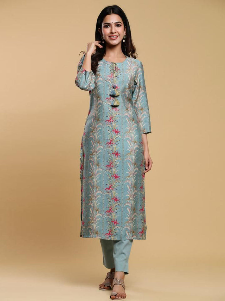 Printed Muslin Kurta With Pants
