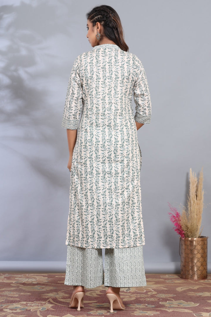 Printed Cotton Kurta With Pants