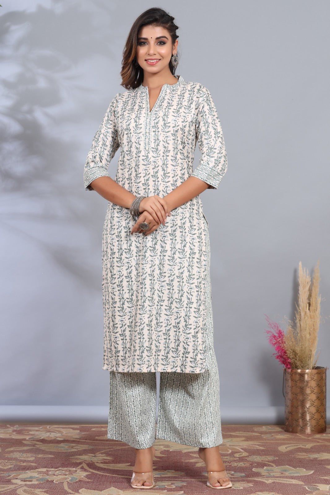 Printed Cotton Kurta With Pants