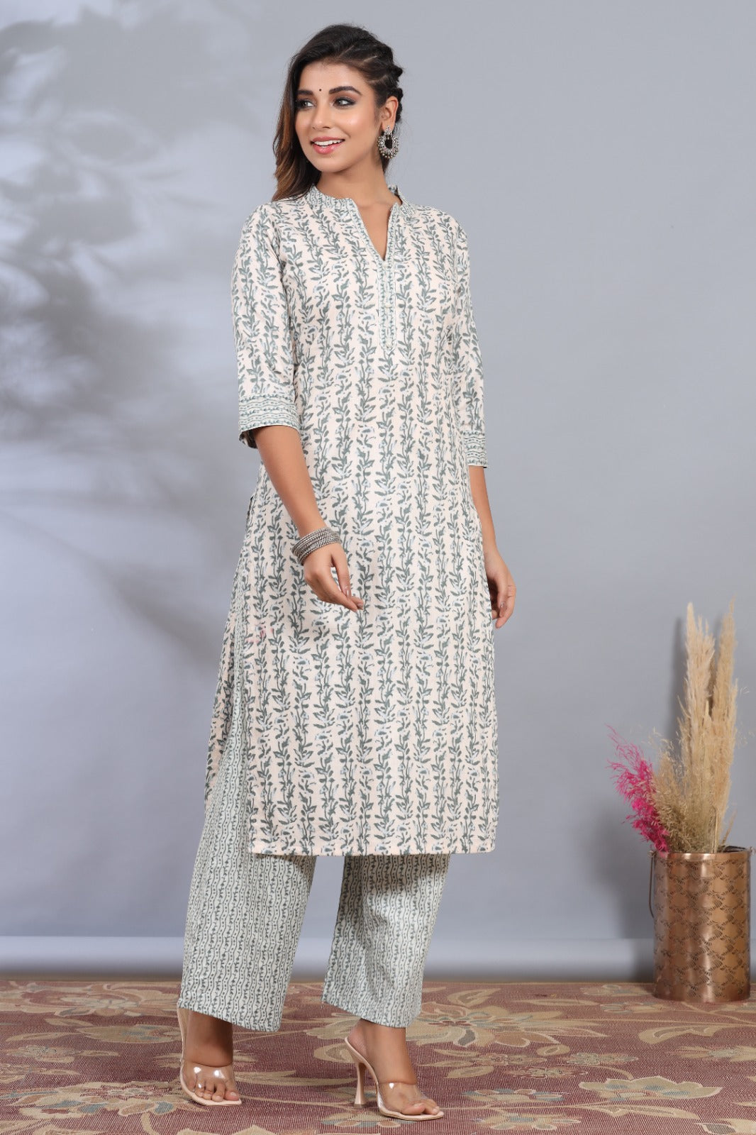 Printed Cotton Kurta With Pants