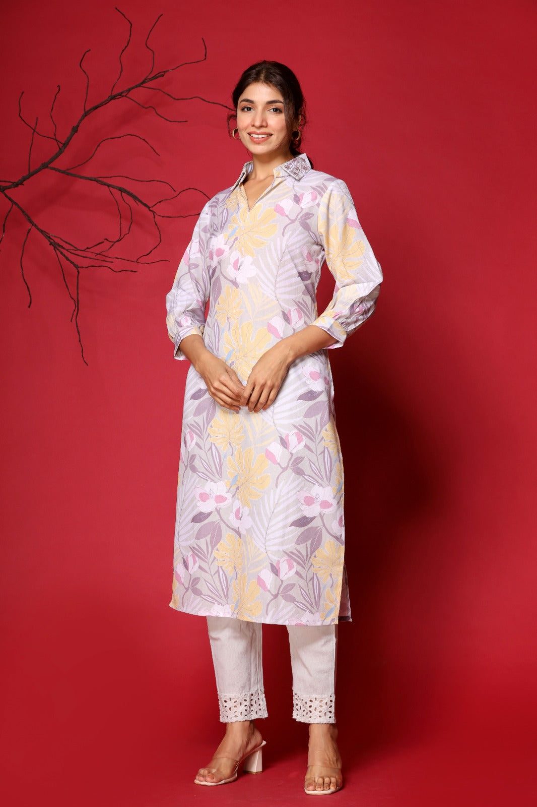 Printed Cotton Kurta With Pants