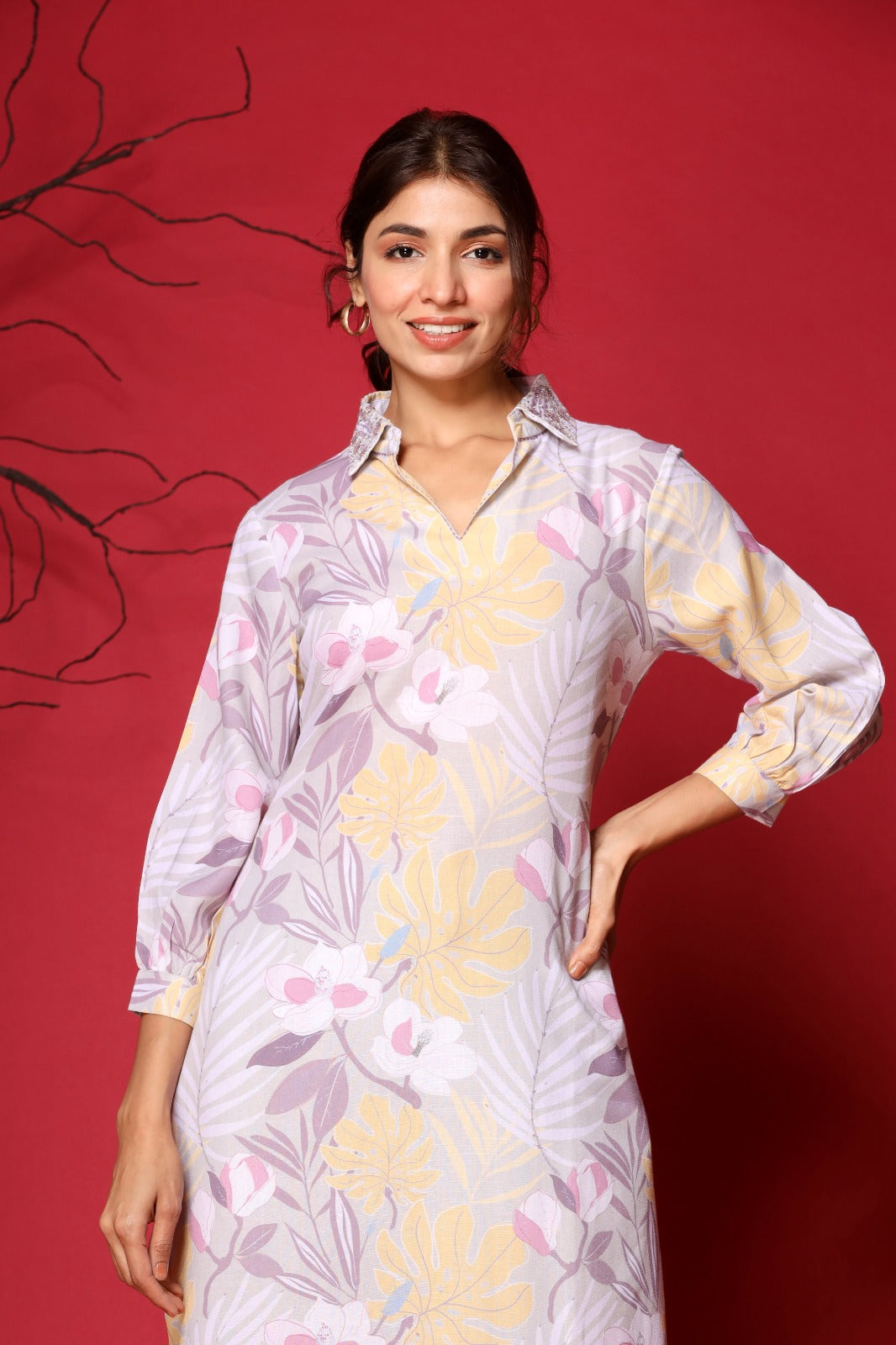 Printed Cotton Kurta With Pants