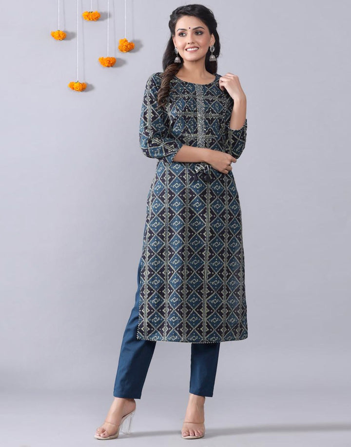 Cotton Printed Kurti Pant Set