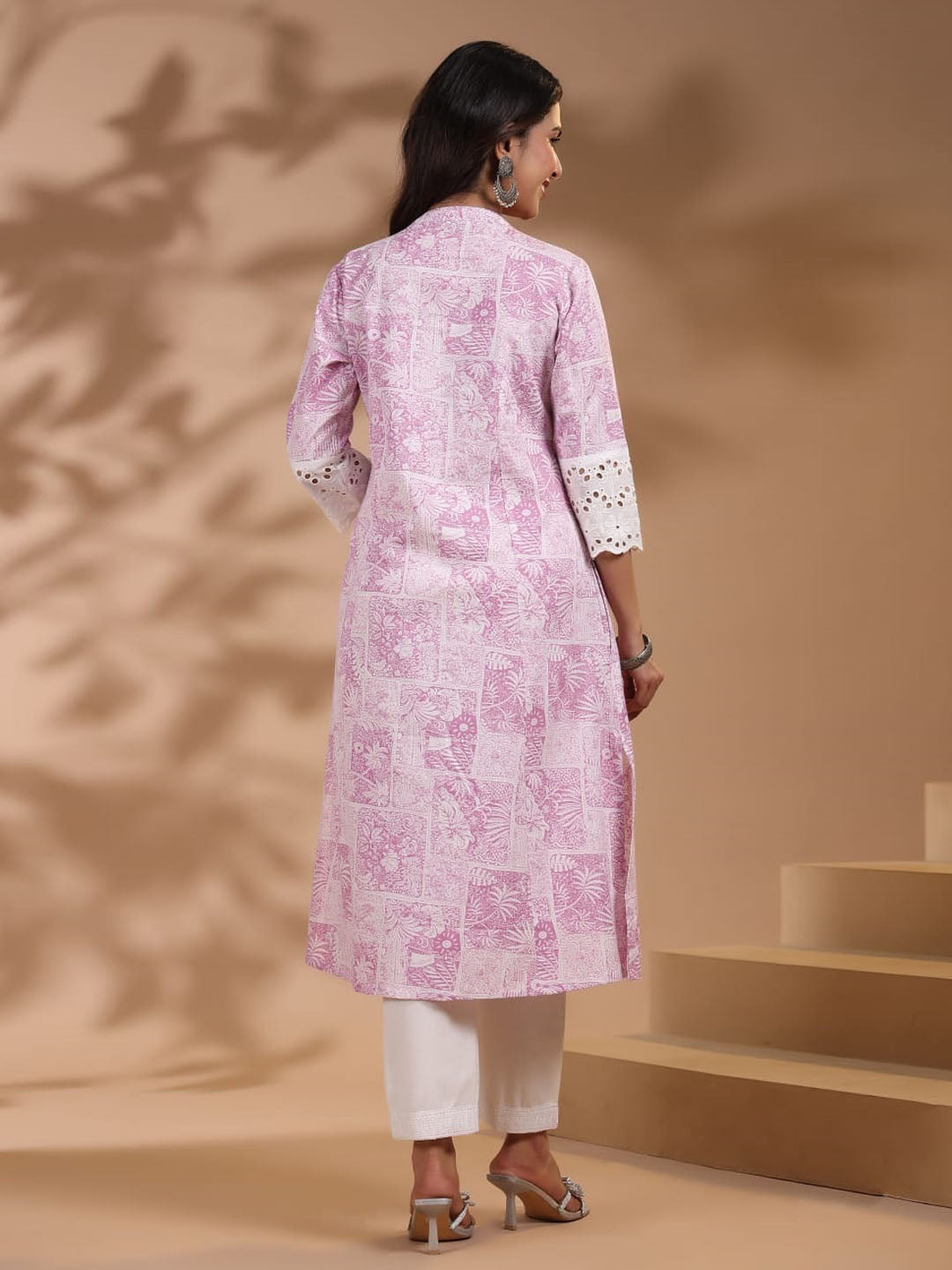 Floral Printed Cotton Kurti With Pants