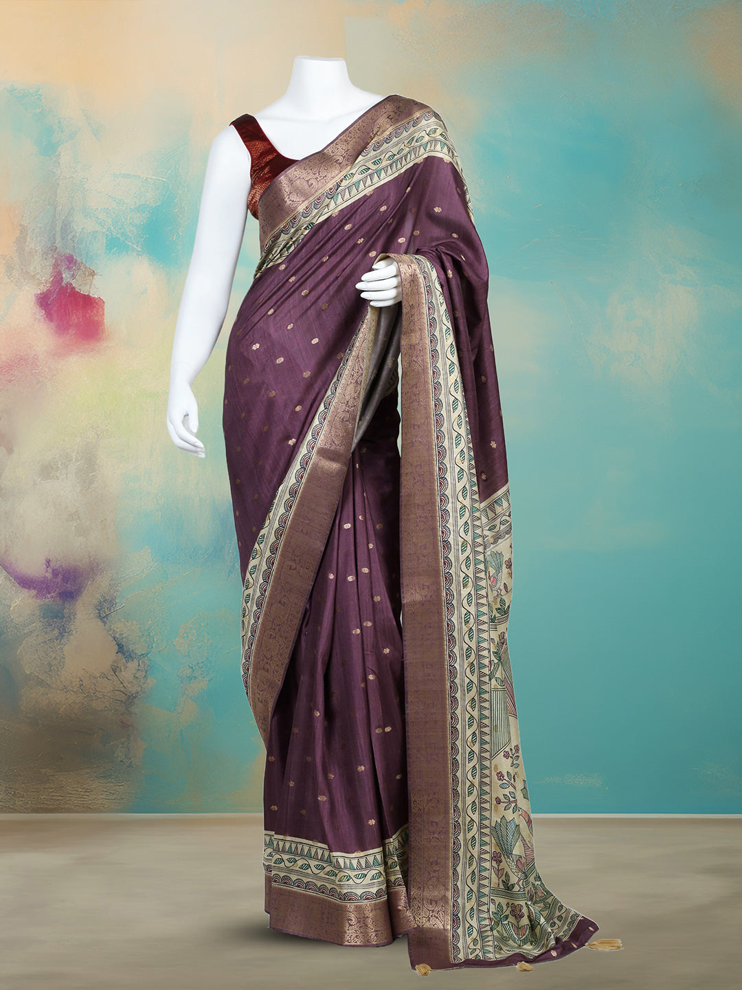 Printed &amp; Woven Design Art Silk Saree