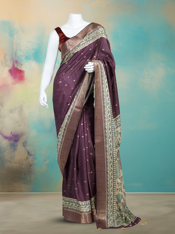 Printed &amp; Woven Design Art Silk Saree