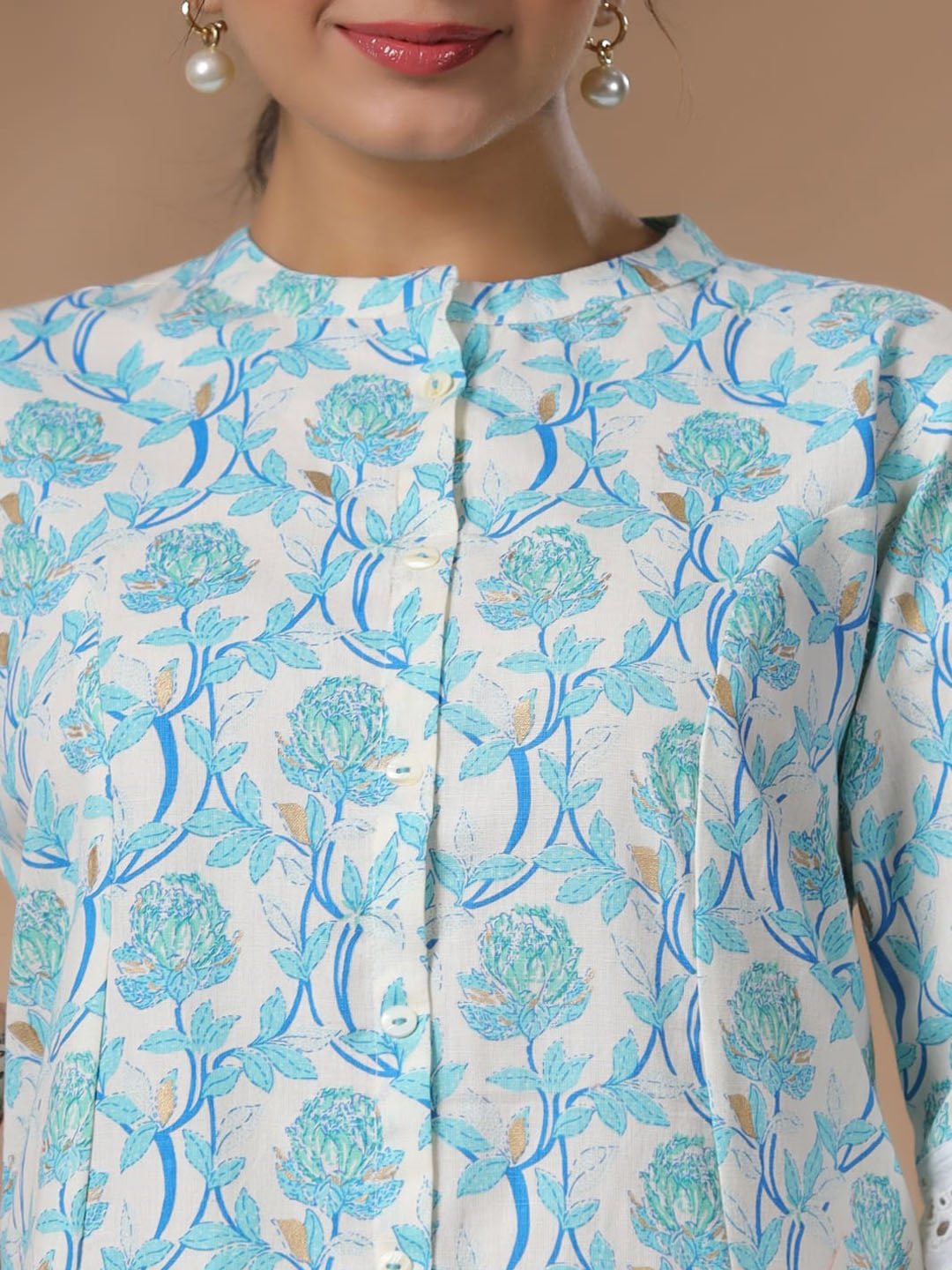 Floral Printed Cotton Kurta With Pants