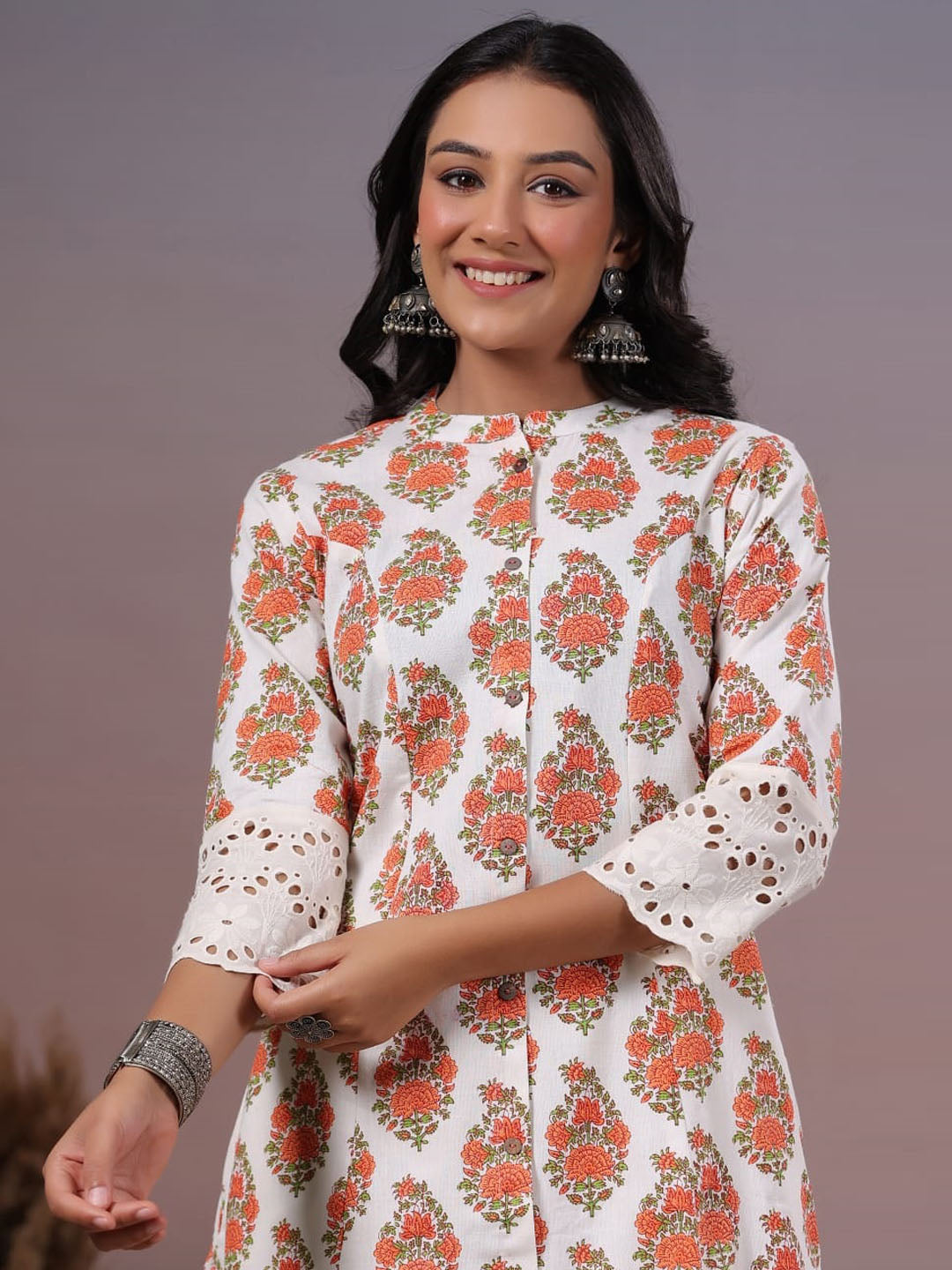 Floral Printed Cotton Kurta with pants
