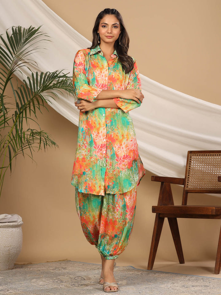 Printed Muslin Kurti With Dhoti Pants