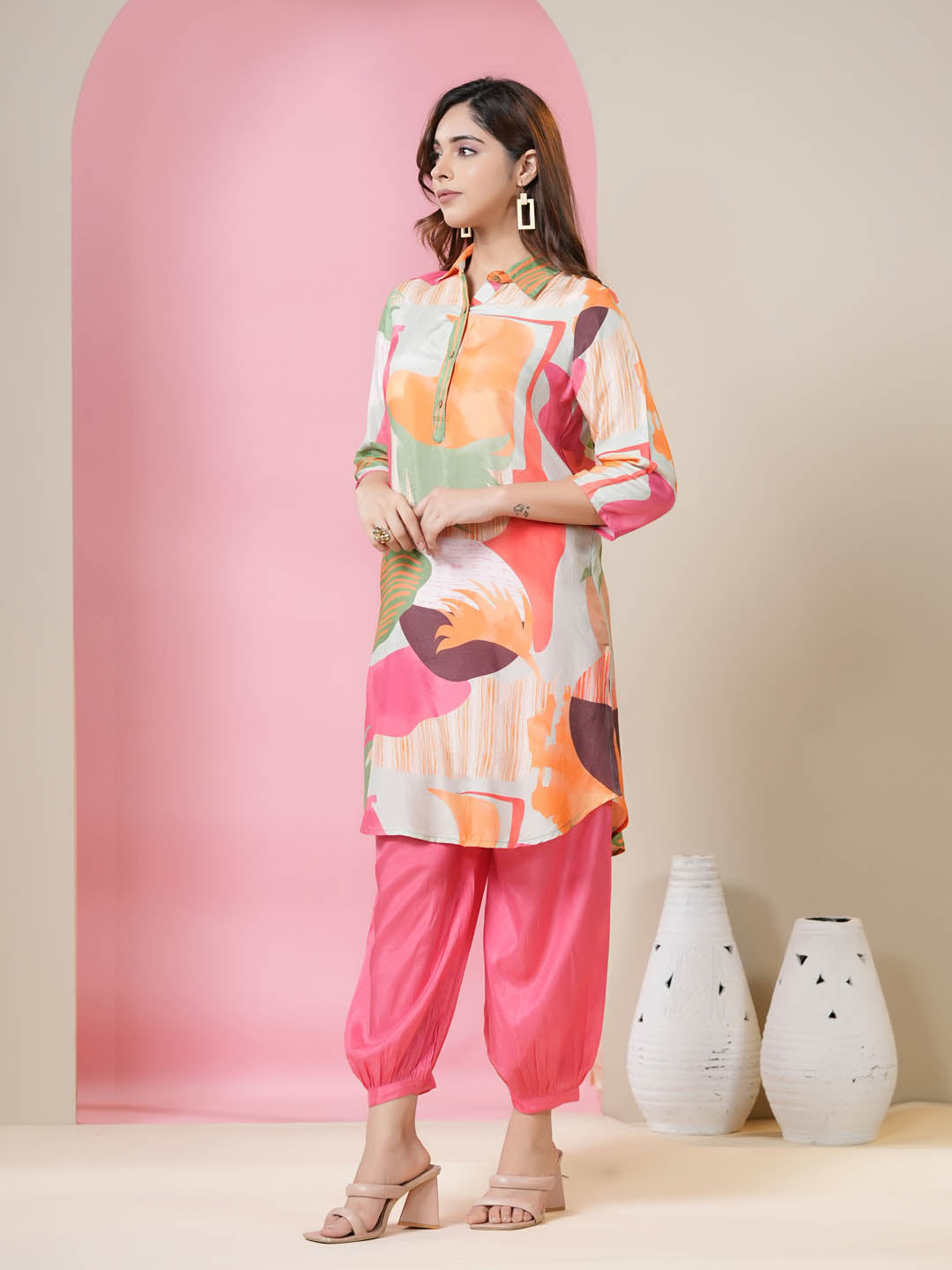Printed Muslin Kurti With Afgani Pants