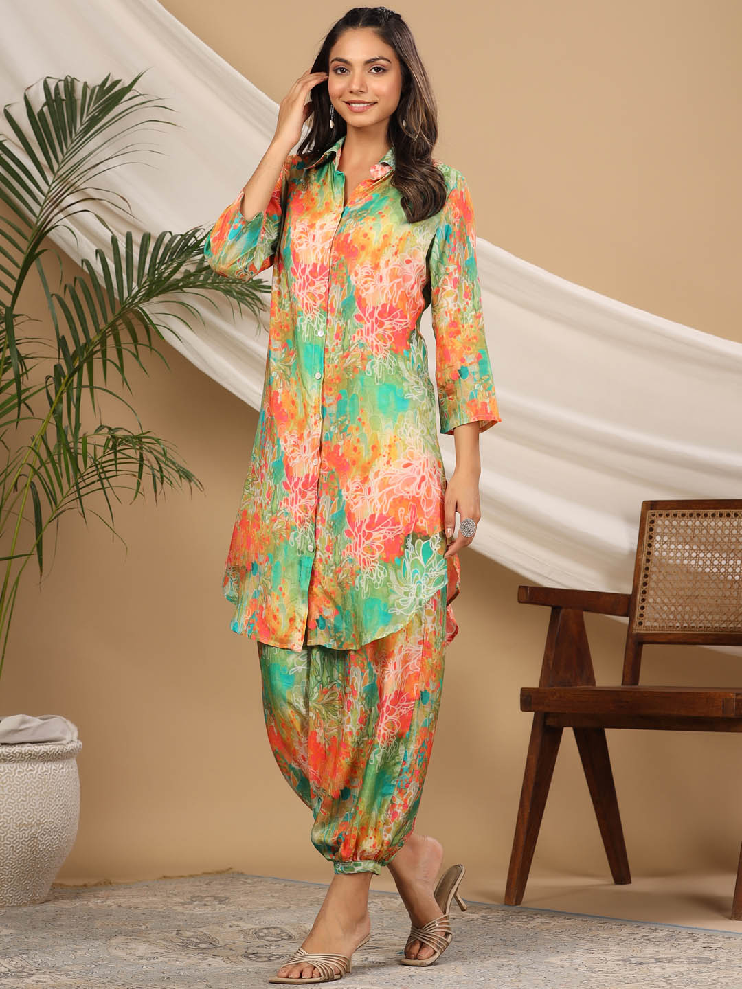 Printed Muslin Kurti With Dhoti Pants