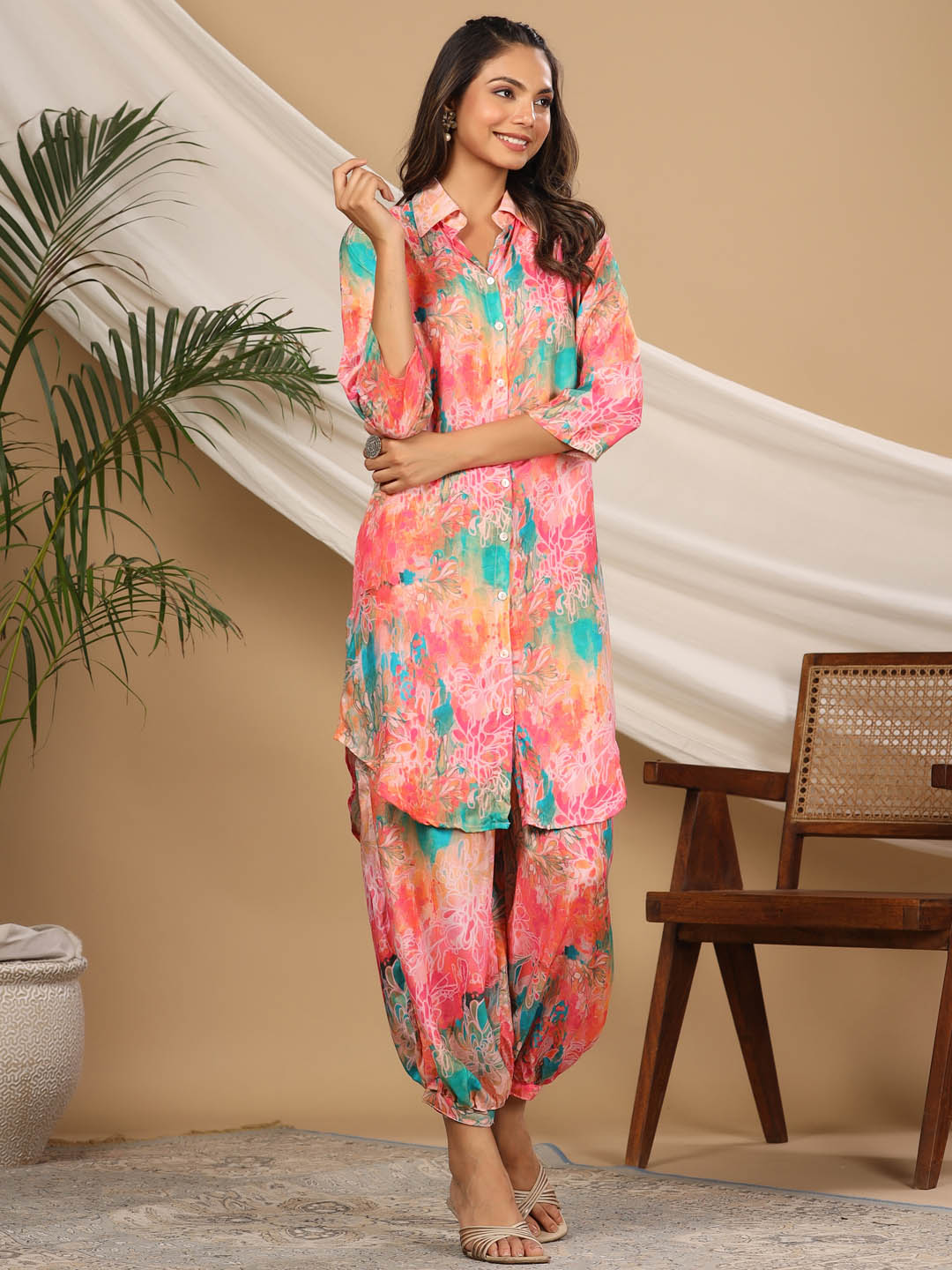 Printed Muslin Kurti With Dhoti Pants