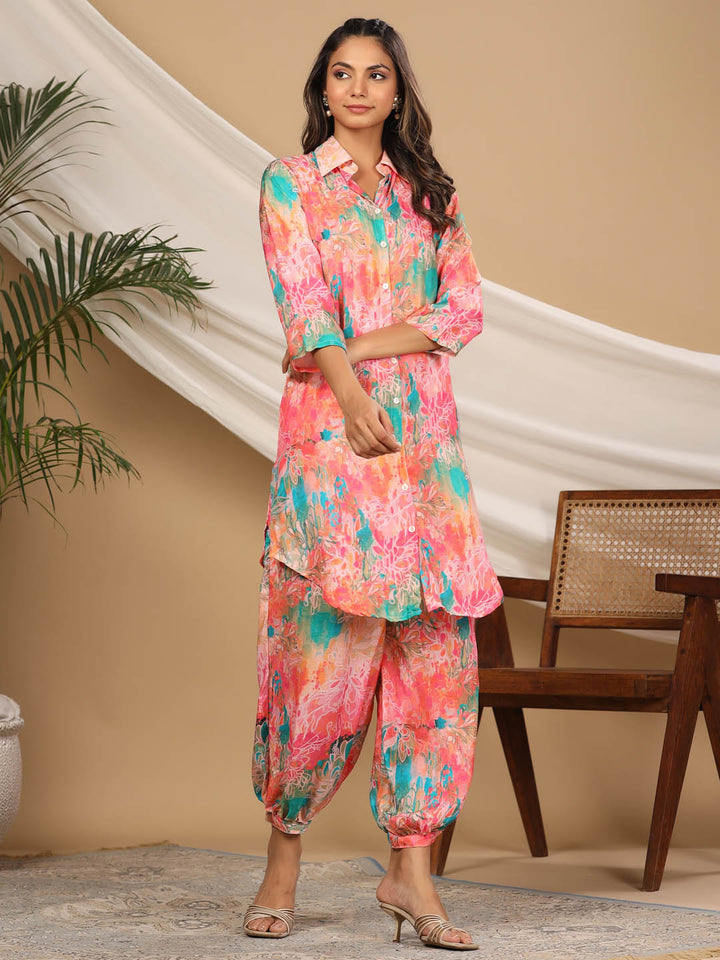 Printed Muslin Kurti With Dhoti Pants