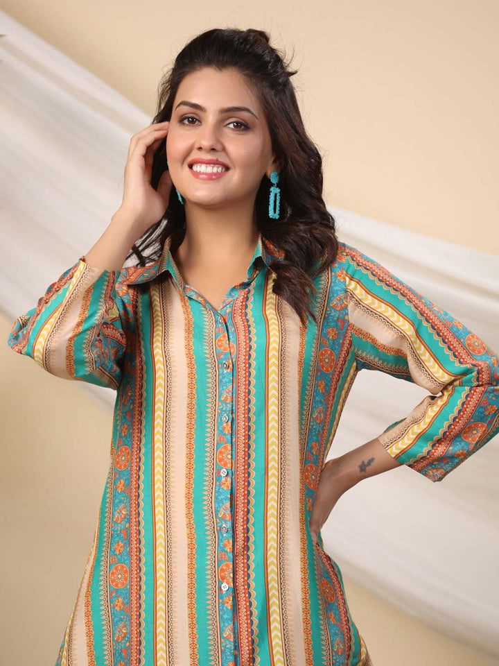 Printed Muslin Kurti With Pants