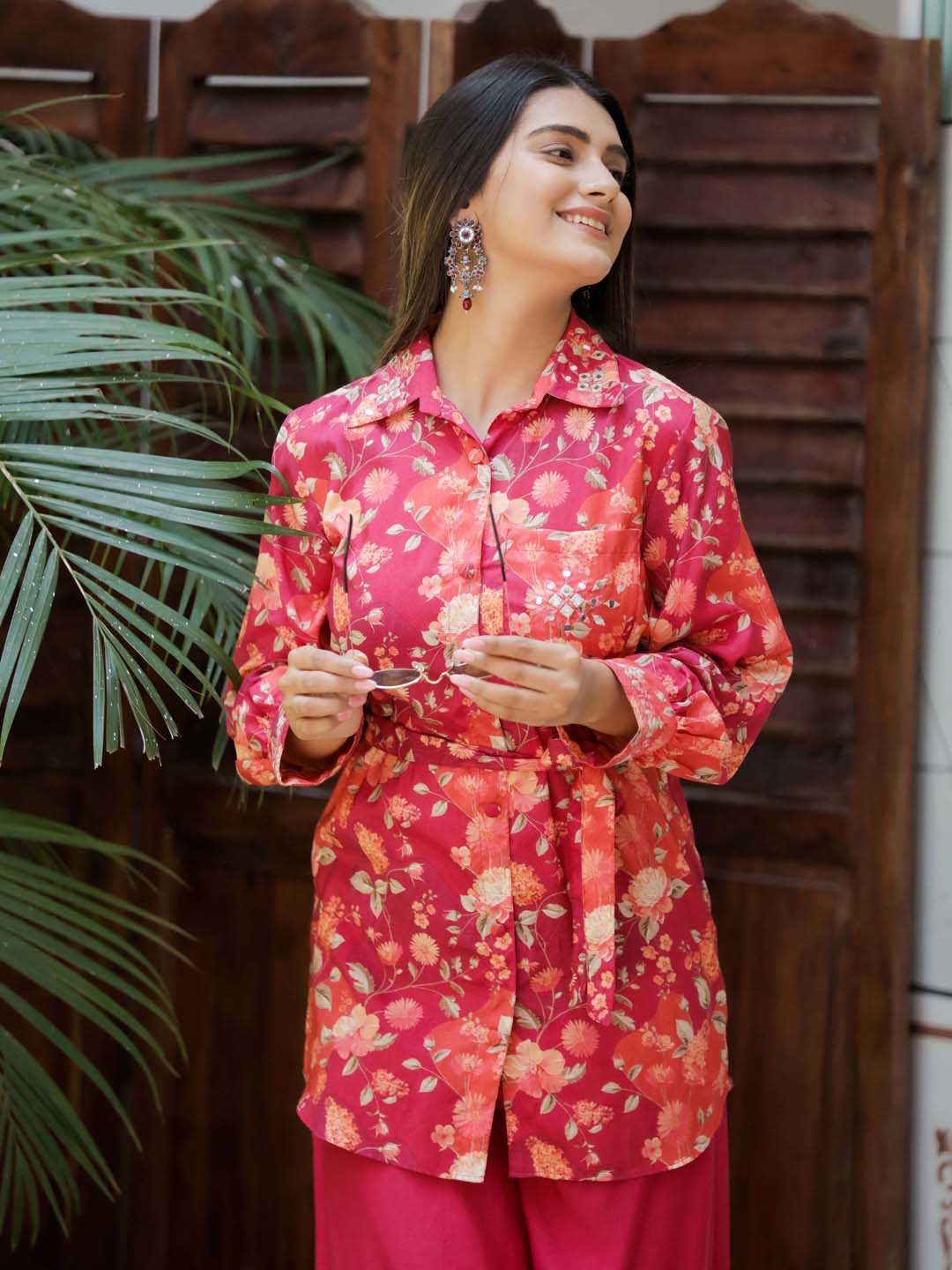 Floral Printed Muslin Kurti With Palazzo