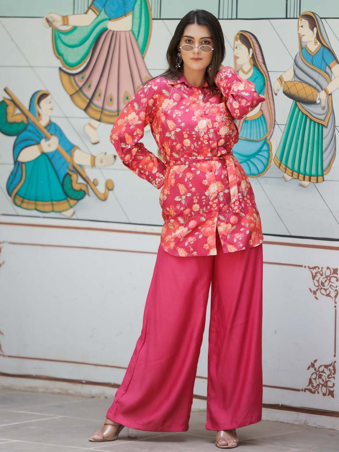 Floral Printed Muslin Kurti With Palazzo