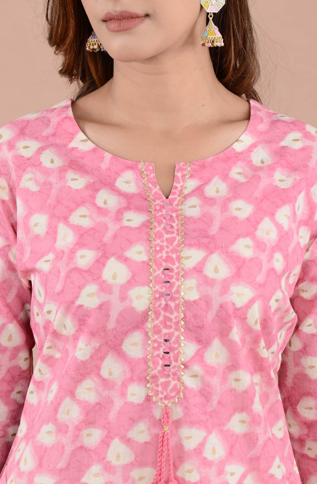 Floral Printed Cotton Kurta With Pants &amp; Dupatta