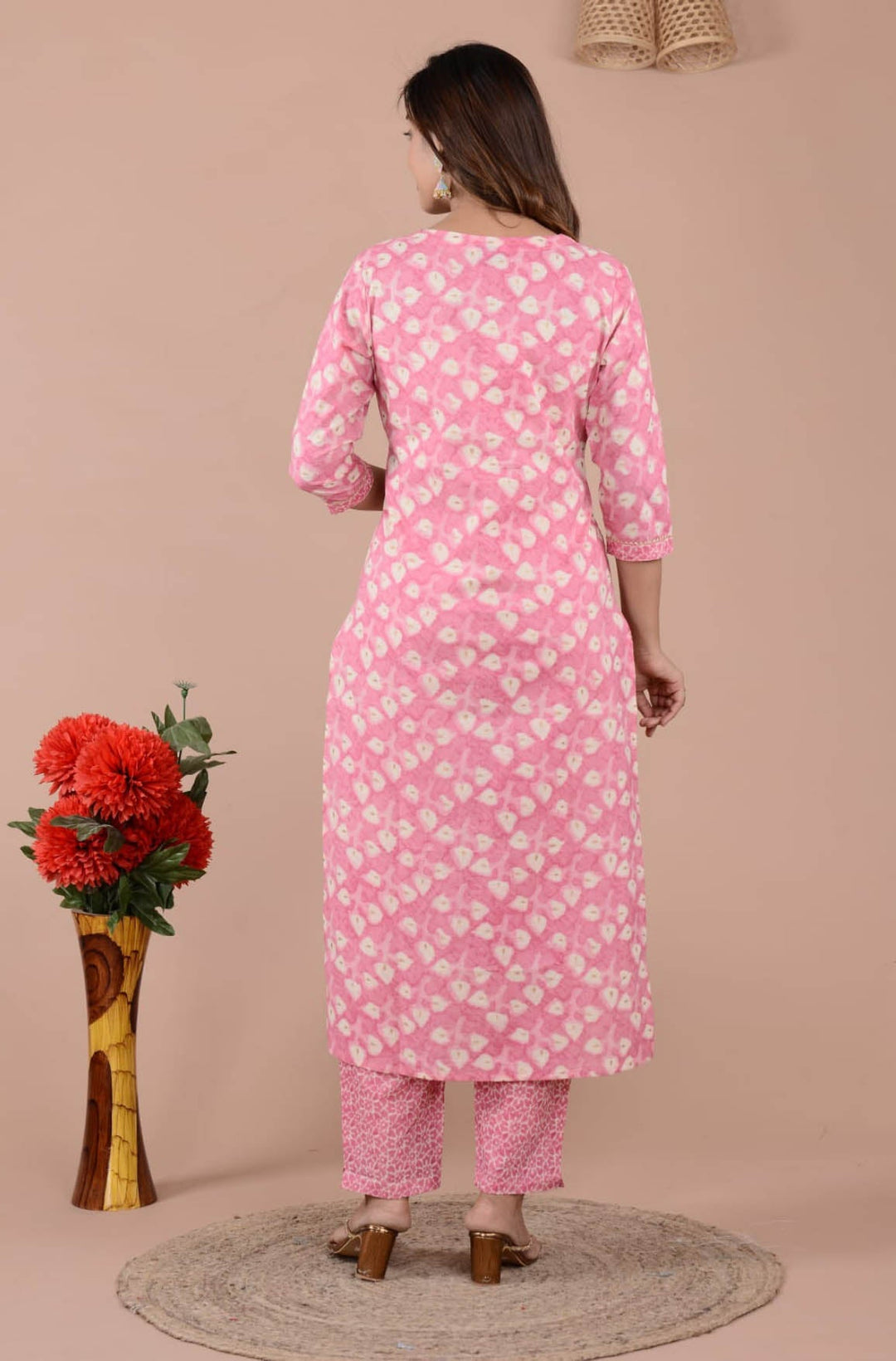 Floral Printed Cotton Kurta With Pants &amp; Dupatta
