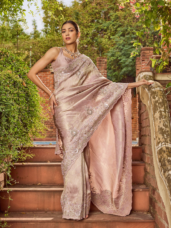 Woven &amp; Sequin Embroidered Banarasi Saree